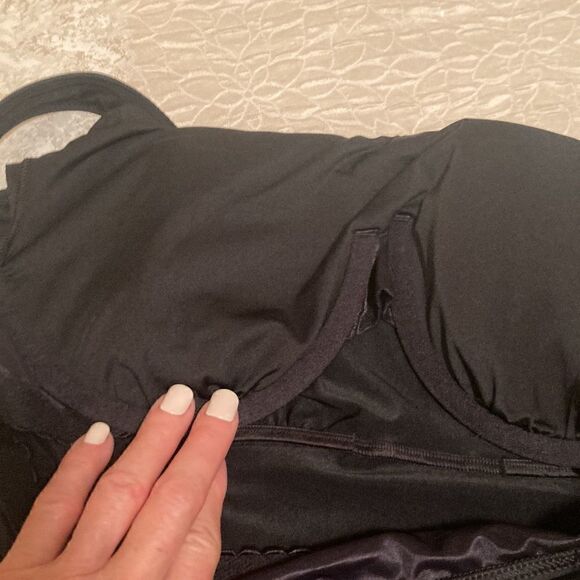 Land's End Plus Size Square Neck Land’s underwire tankini Black Various Sizes - Picture 10 of 11